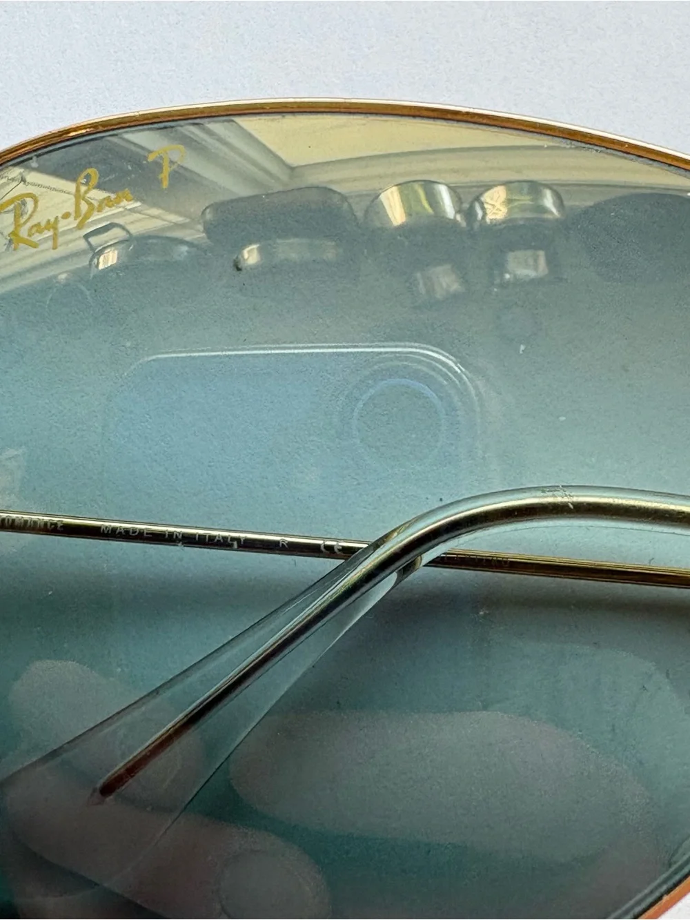 Ray-Ban Large Aviator Gold with Silver/Blue Polarized Flash Lenses